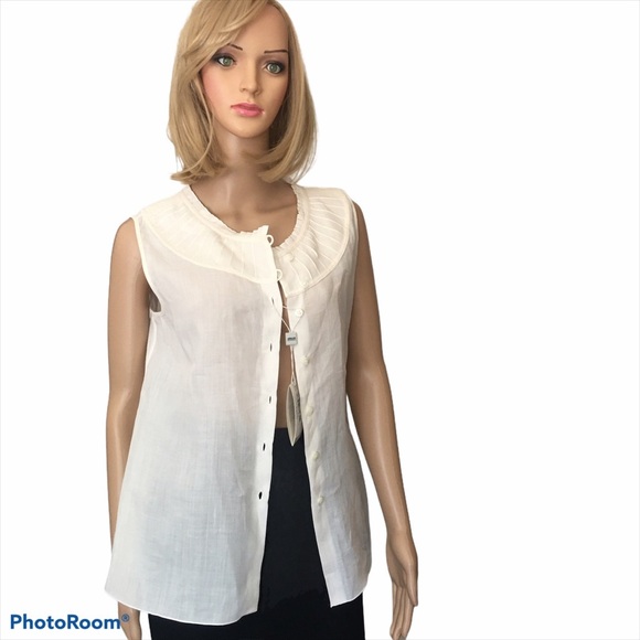 NWT Armani collezioni ivory/sleeveless top size 10 - Picture 3 of 15